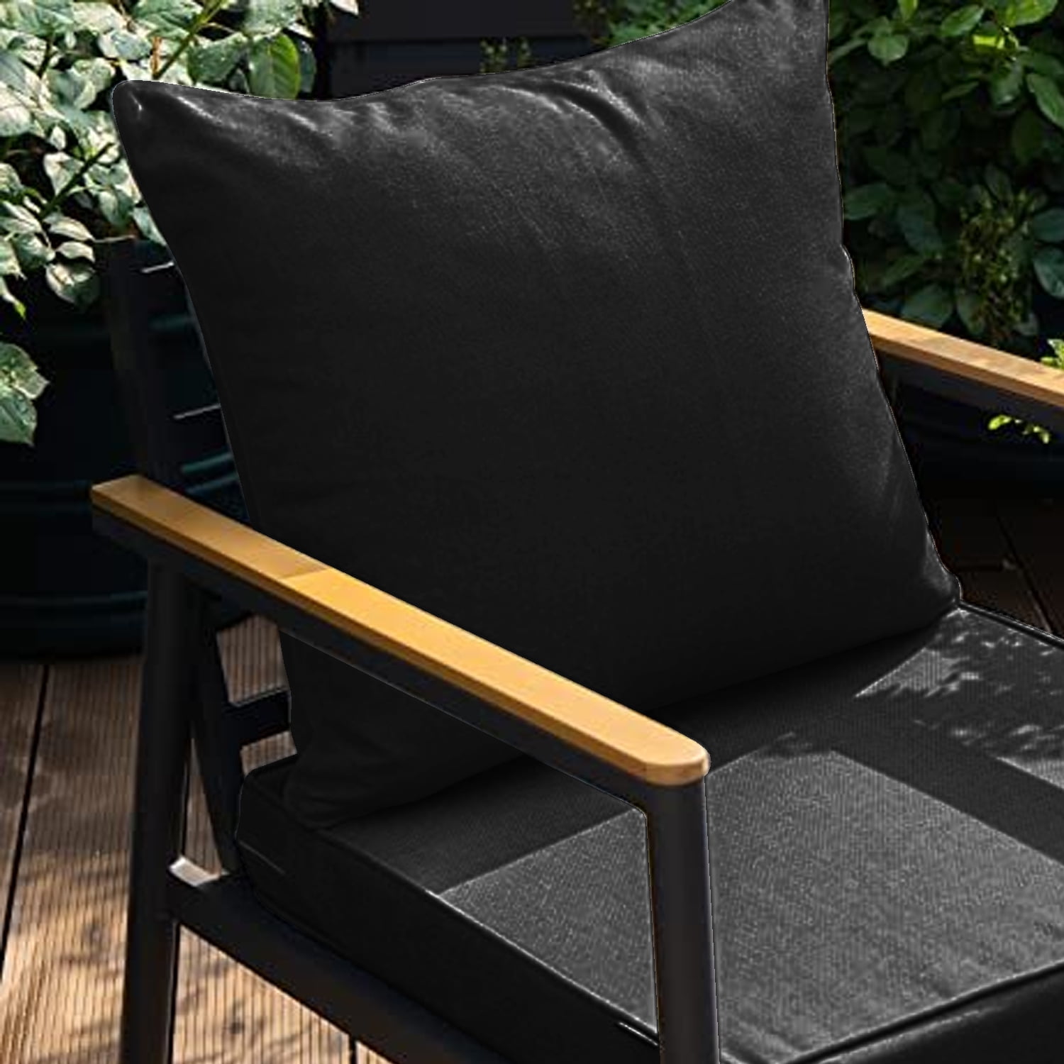 Outdoor Seat Cushions for Patio Furniture Set of 24x24 Inch for Waterproof Replacement Cushions with Removable Cover for Chair Yard Garden Deck,Black