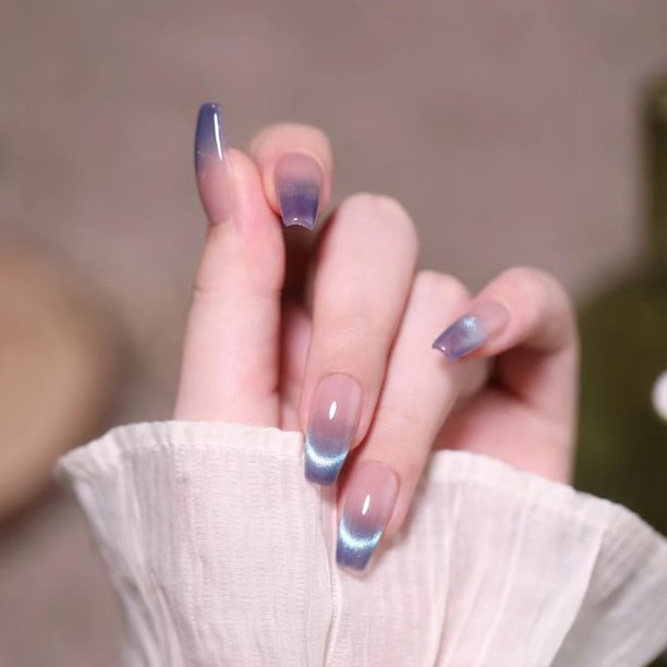 Uñas postizas adhesivas NNIPRAIYE ombré medianas estilo coffin, 24 piezas