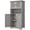 Grey, variant on Eastvita Gray Wooden Storage Cabinet Freestanding Cupboard with Glass Doors/Adjustable Shelves for Kitchen/Pantry/Living Room