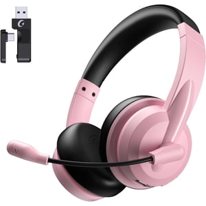 Froura Wireless Headset with AI Noise Cancelling, Pink