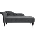 thumbnail image 4 of Velvet Upholstered Chaise Lounge with Rolled Arm, Upholstered Sofa Recliner Lounge Chair for Bedroom Living Room Office Room, 60.6" L x 27.5" Ｗ x 28.3" H (Dark Gray), 4 of 8