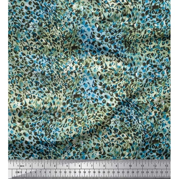 Soimoi Crepe Silk Fabric Leopard Animal Skin Printed Fabric 1 Yard 42 Inch Wide