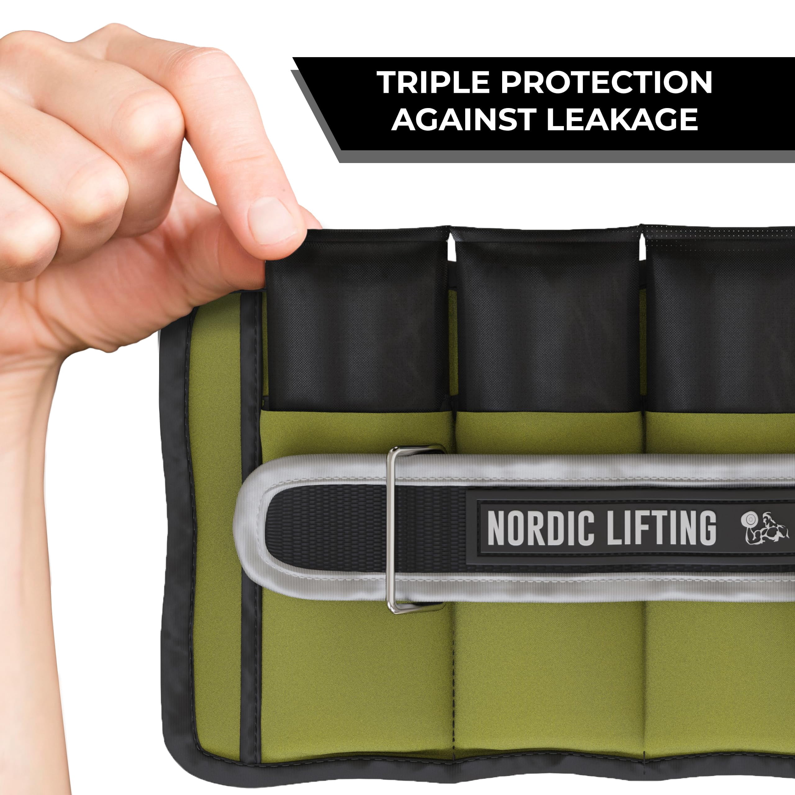 Nordic Lifting Adjustable Ankle Weights for Women and Men 2 4 6 8 10 Lbs, 1 Pair - Army Green