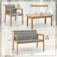 thumbnail image 3 of Gymax 4 Pieces Outdoor Furniture Set Acacia Wood Frame Sofa Set w/ Rattan Seat, 3 of 10