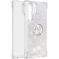 thumbnail image 3 of Samsung Galaxy S22 Ultra Glitter Case with Ring Holder, Floating Liquid Soft TPU Cushion, Fashion Girly Clear Cover -  Colorful, 3 of 14