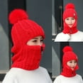 thumbnail image 3 of 3 in 1 Women Winter Fleece Liner Knit Beanie Neck Gaiter Removable Face Bandana, 3 of 8
