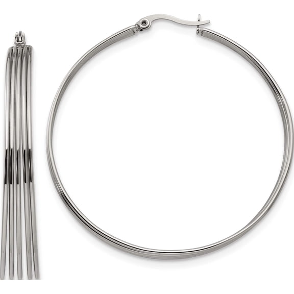 Stainless Steel Polished Wire Hoop Earrings (55 X 53) Made In China sre1273