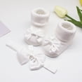 thumbnail image 3 of lnmuld Cotton Socks Children Kids Socks Soft Bottom Toddler Shoes Socks Bowkot Princess Socks Floor Socks 1PC Socks + 1PC Bow Hairband Fall Socks Size:0 Months, 3 of 6
