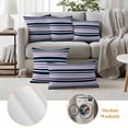 thumbnail image 6 of Navy Blue Purple Striped Outdoor Waterproof Pillow Covers, Gradient Horizontal Lines Decorative Square Throw Pillowcase Sofa Cushion Sham for Patio/Couch/Chair, 16"x16" 2 Pack, 6 of 8