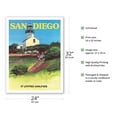 thumbnail image 2 of San Diego California - Old Point Loma Lighthouse - Vintage Airline Travel Poster by Tom Hoyne c.1973 - Fine Art Matte Paper Print (Unframed) 24x32in, 2 of 4