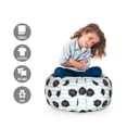 thumbnail image 2 of Floral Storage Toy Bag Chair, Poppy Blossom on Horizontal Lines Carnation Field Rural, Stuffed Animal Organizer Washable Bag, Large Size, Dark Blue Grey Pale Blue, by Ambesonne, 2 of 3