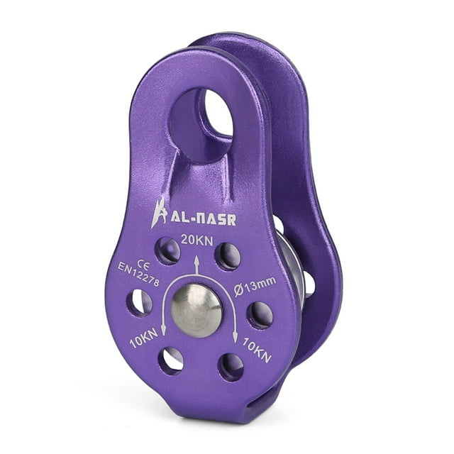 AL-NASR High-Strength Aviation Aluminum Climbing Pulley - Lightweight, Durable, and Friction-Reducing for Outdoor Adventures (8-13mm Rope, 20KN Static Load, Purple)