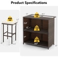 thumbnail image 3 of Gymax Set of 3 Patio Bar Set w/ Tempered Glass Tabletop 2-Tier Storage Removable Cushions, 3 of 8
