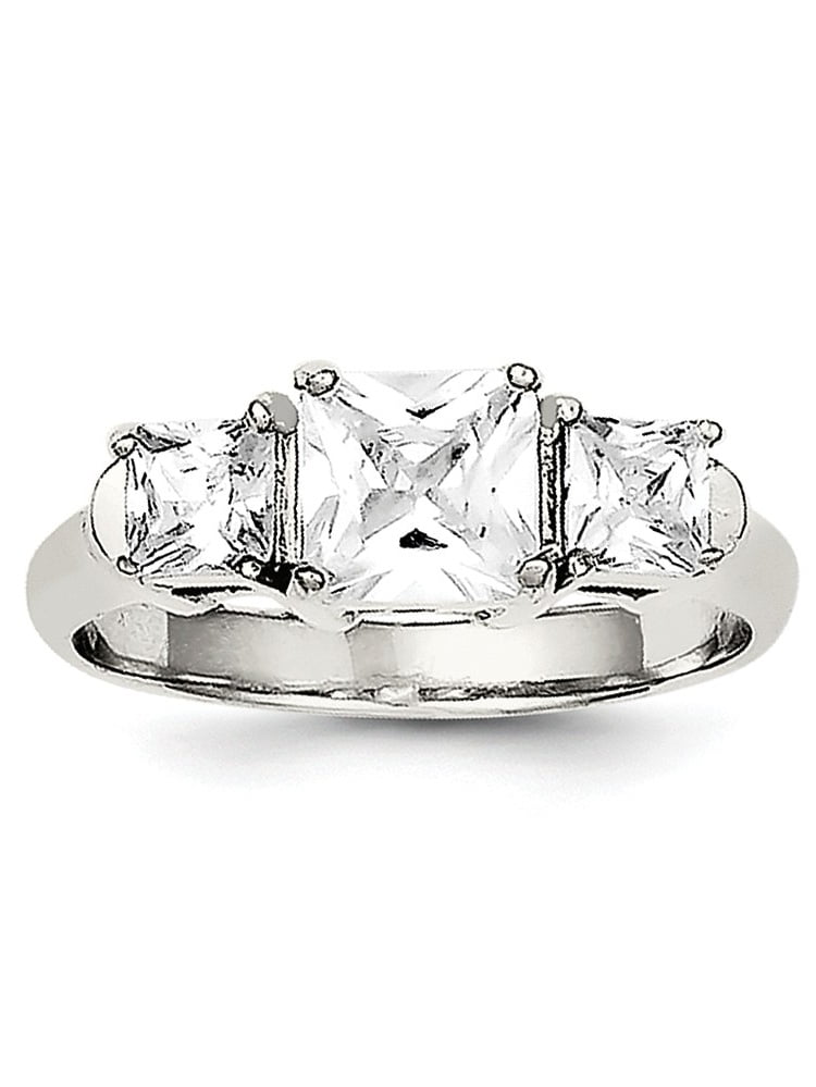 925 Sterling Silver Polished CZ Cubic Zirconia Simulated Diamond Ring