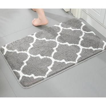 Grey(50X80cm) Anti-Slip Bath Mat Absorbent Microfiber Area Rug Machine Washable Bath Mat