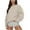 Beige, variant on Ashirexll Crewneck Sweatshirts Women Oversized Sweatshirt for Women Casual Loose Solid Color Side Pleated Round Neck Long Sleeve Pullover Top