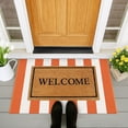 thumbnail image 2 of iOhouze Outdoor Rugs Orange and White Striped Porch Rug 2.3 x3.6 ft Outdoor Doormats Front Door Rug for Front Door Kitchen Hallway Bedroom Laundry Room, 2 of 8