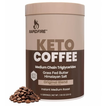 Rapid Fire Ketogenic AJH3 Fair Trade Instant Keto Coffee Mix Supports Energy Metabolism Weight Loss Ketogenic Diet Canister 15 servings, Original, 7.93 Ounce