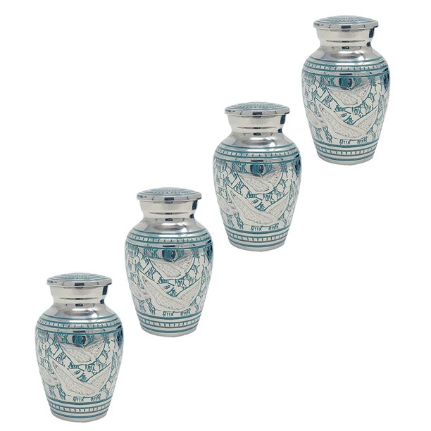 Going Home Brass Keepsakes Urns Set of 4 Wings of Freedom Keepsake