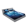 thumbnail image 2 of Ambesonne Space Fitted Sheet & Pillow Sham Set, Supernova Stars, Queen, Blue, 2 of 2