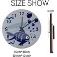 thumbnail image 2 of SKYSONIC Wooden Round Wall Clock Small Blue Fish Swimming Non Ticking Battery Operated Clocks for Home Office Living Room Bedroom, 2 of 6