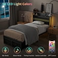 thumbnail image 4 of AENKYO Twin Size Bed Frame with 4 Storage Drawers, LED Lights, Charging Station Headboard, Black, 4 of 9