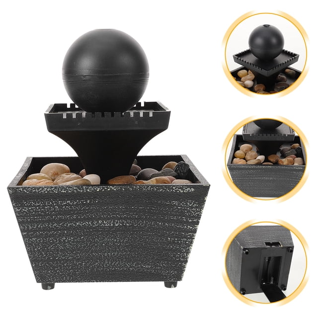 KONTONTY Fontaine de Bureau en Résine Noire pour Table, Cascade pour Jardin et Cour 1ensemble