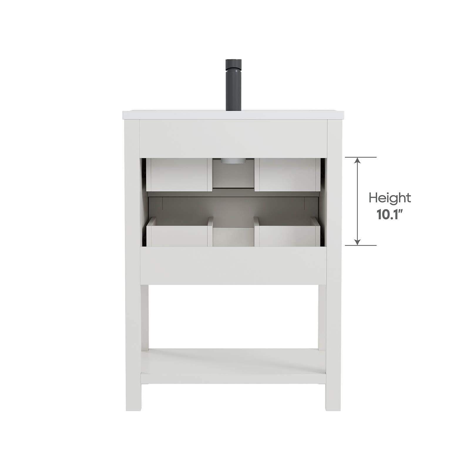 DELUXE LIVING 24" Bathroom Vanities with Sink Top, Adjustable Feet & Soft Closing Drawers, White