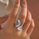 thumbnail image 2 of Chunky Anillos Mujeres Oro Plata Pulgar Anillo Asimétrico Ondulado Anillo Ajustable No Tarnish Dainty Acero inoxidable Año Nuevo Aniversario Cumpleaños Joyería, 2 of 6