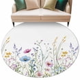 thumbnail image 2 of Pink Blue Floral Round Rugs 7ft, Farmhouse Garden Flowers Botanical Non Slip Washable Rug Runner, Low Pile Indoor Floor Carpet Mat Bathroom Rugs for Living Room, Bedroom, Kids Room, 2 of 9