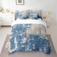 thumbnail image 3 of Manfei Vintage Oil Printing 7-Piece Bedding Comforter Set, Blue Abstract Ombre King Bedding Sets, Teens Kids Adult Men Women Reversible Bed Sheets, Luxury Bedroom Decor, 3 of 8