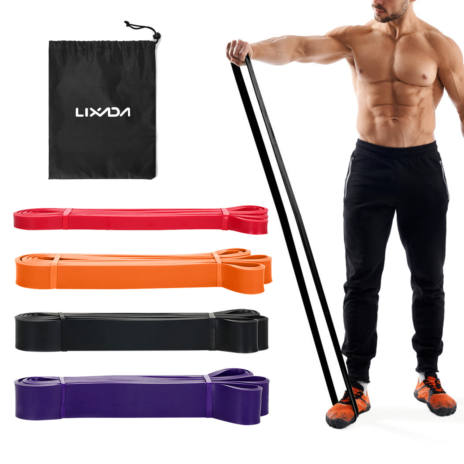 For Home Family Workout 4pcs Premium Natural Latex Resistance Exercise Bands 