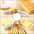 thumbnail image 7 of Farmhouse ceramic butter tray with lid - butter box, large capacity, can hold 2 butter sticks, natural bamboo and heat-treated porcelain (butter, large size), 7 of 7