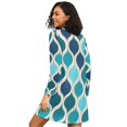 thumbnail image 2 of FORMRS Womens Long Sleeve Nightgowns Crew Neck Sleep Shirt Soft Pajamas Sizes S-3XL, Blue Geometric Pattern, 2 of 8