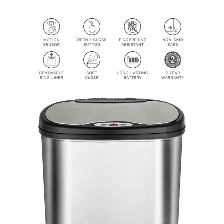 Nine Stars Stainless Steel Oval Sensored Trash Can With, 47 OFF