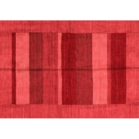 Ahgly Company Indoor Rectangle Abstract Red Modern Area Rugs, 3' x 5'