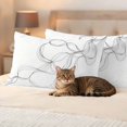 thumbnail image 3 of Modern White Outdoor Waterproof Pillow Covers, Minimalist Abstract Ribbon A Sketch Rt Decorative Rectangle Throw Pillowcase Sofa Cushion Sham for Patio/Couch/Chair, 20"x12" 2 Pack, 3 of 8