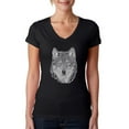 thumbnail image 1 of LA Pop Art Women's Word Art V-Neck T-Shirt - Wolf, 1 of 2