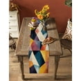 thumbnail image 5 of ERUNPONLY Orange Geometric Table Runner - 108 Inch Long Blue Abstract Vintage Color Block Cotton and Linen Blended Dress Scarves Farmhouse Table Runner for Kitchen Dining, Coffee Table, 13" x 108", 5 of 8