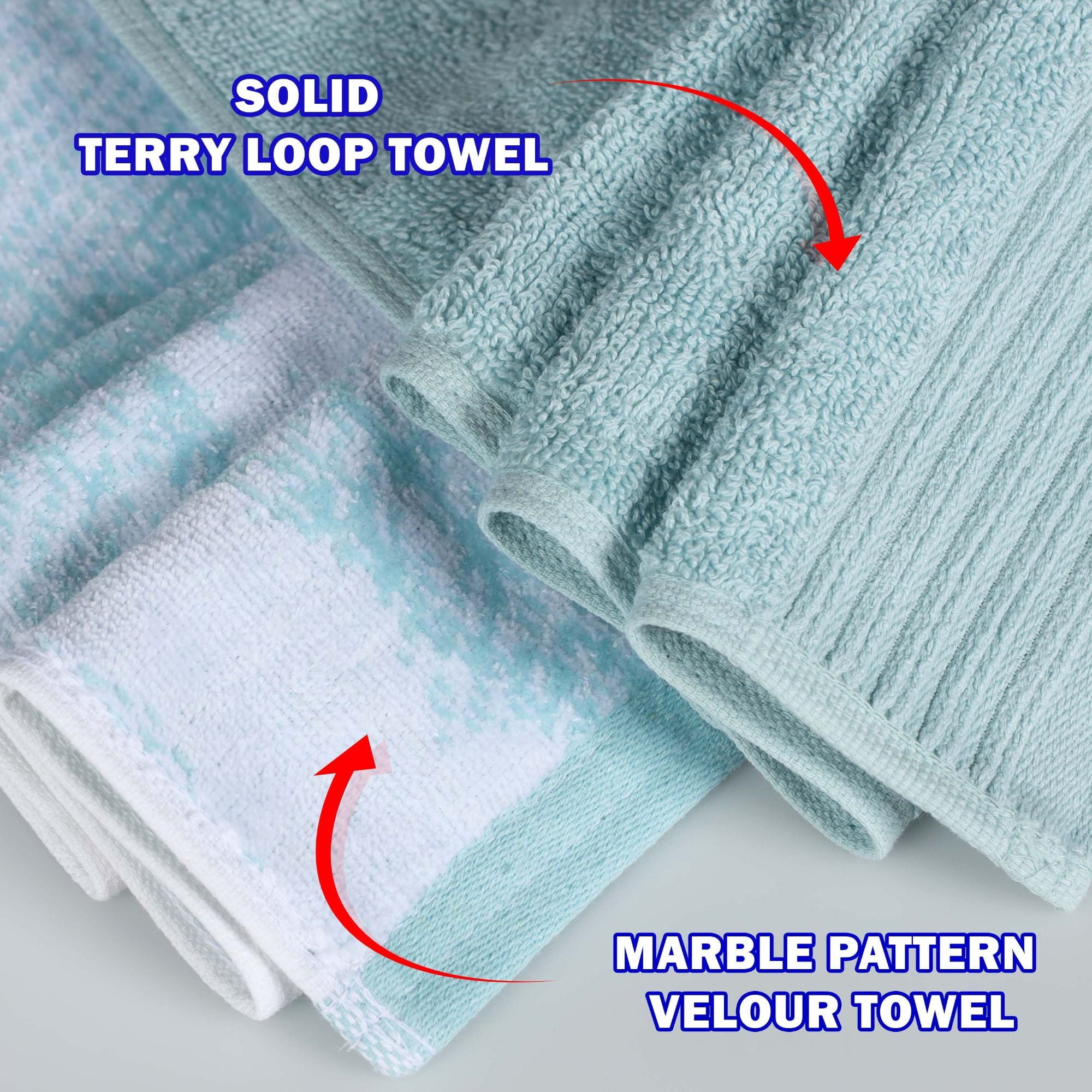 Superior Marble and Solid Jacquard Oversized Cotton Bath Sheets, 2-Pack, Cyan
