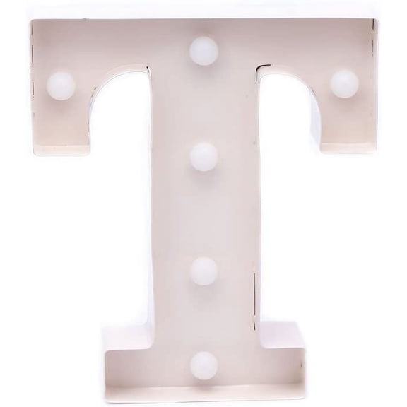 Home by Jackie Inc Decorative White Vintage Rustic Metal Hanging Light up LED Letter “T”