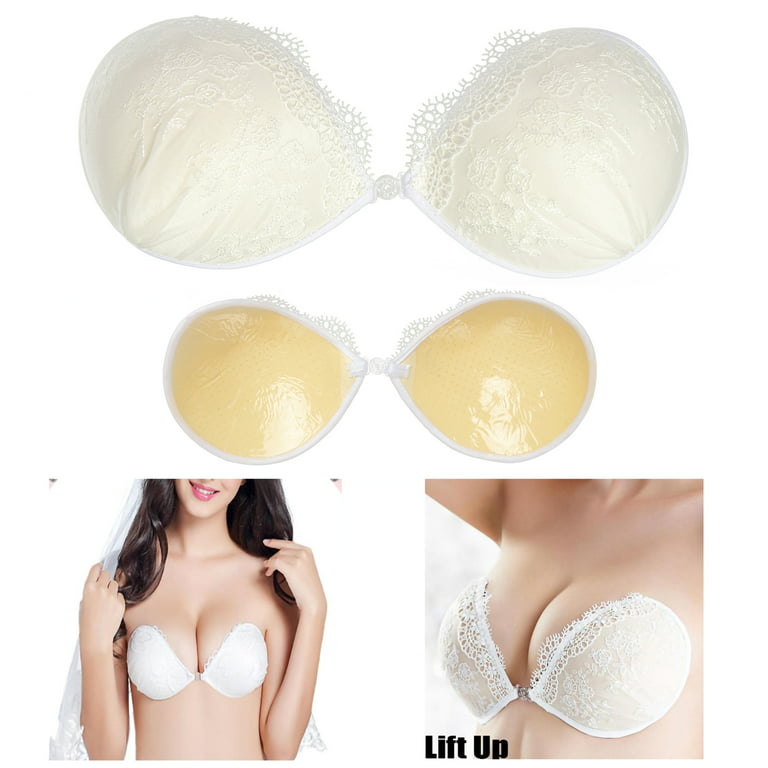 LELINTA Strapless Self Adhesive Silicone Bra, Push Up Invisible Silicone  Bras for Women With Flower For Dress Wedding Party 