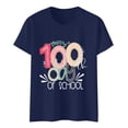 thumbnail image 4 of IROINNID Women's Casual Fashion T-shirt Short Sleeve Happy 100th Day Of School Printed Round Neck Tops, 4 of 7
