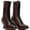 Brown, variant on BONIXOOM Boots For Women High Heel Rubber Slip-On Mid-Calf Winter Black