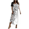 thumbnail image 2 of Gamivast Plus Size Dresses for Women V-Neck Short Sleeve Maxi Dress Floral Dress Loose Fit Long Dress Boho Beach Dress Vacation Sundress Resort Wear for Cruise White XXL, 2 of 7