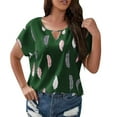 thumbnail image 1 of Cathalem Chemises pour Women 2024 Tendance Manches Courtes Smockées Col Rond, Vert m, 1 of 4
