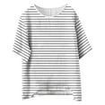 thumbnail image 4 of Women's Casual Thin Striped T - Shirt, Elegant Thin Stripes, Relaxed Fit, 4 of 4