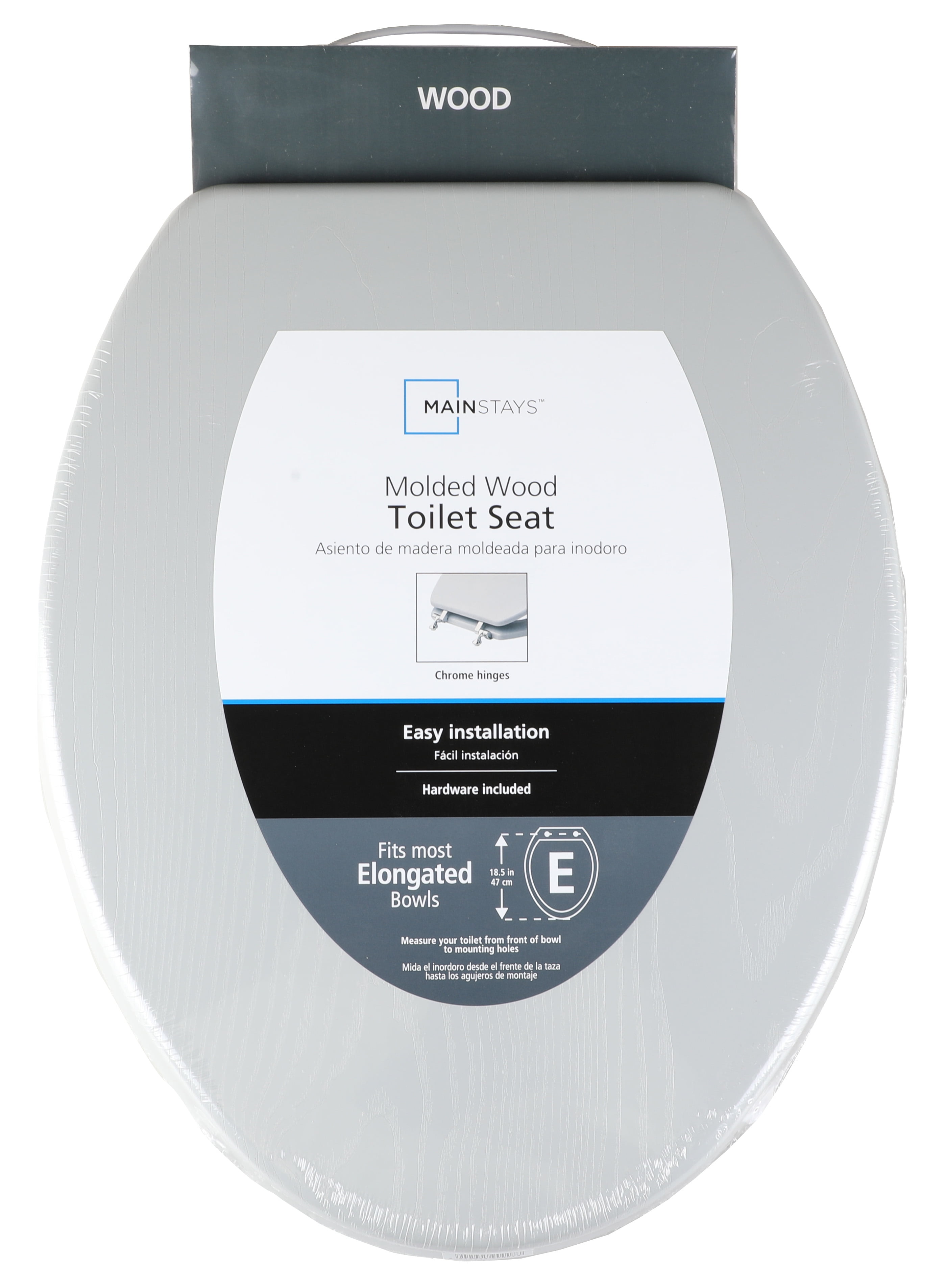 Mainstays Elongated Veneer Wood Toilet Seat with chrome hinge, Rustic