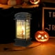thumbnail image 5 of Mini Farol de Halloween | Farol portátil LED con vela | Lámpara decorativa de plástico negro alimentada por pilas | Acento central para fiestas | 13x5x5cm | 1-Pack, 5 of 6