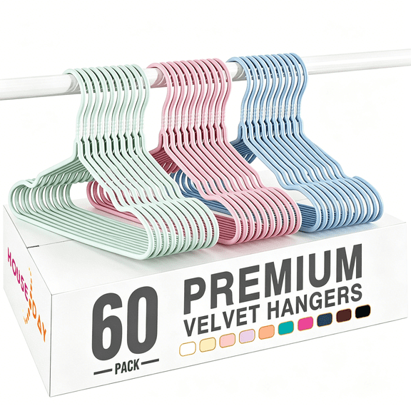 Carestrong 60 Pack Kids Hangers - 11.5 Inch Plastic Baby Hangers for Closet - Childrens Hanger for Clothes & Infant Hanger for Closet